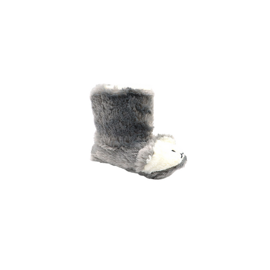 Hugs & Kisses Kids Furry Slipper Bootie Grey